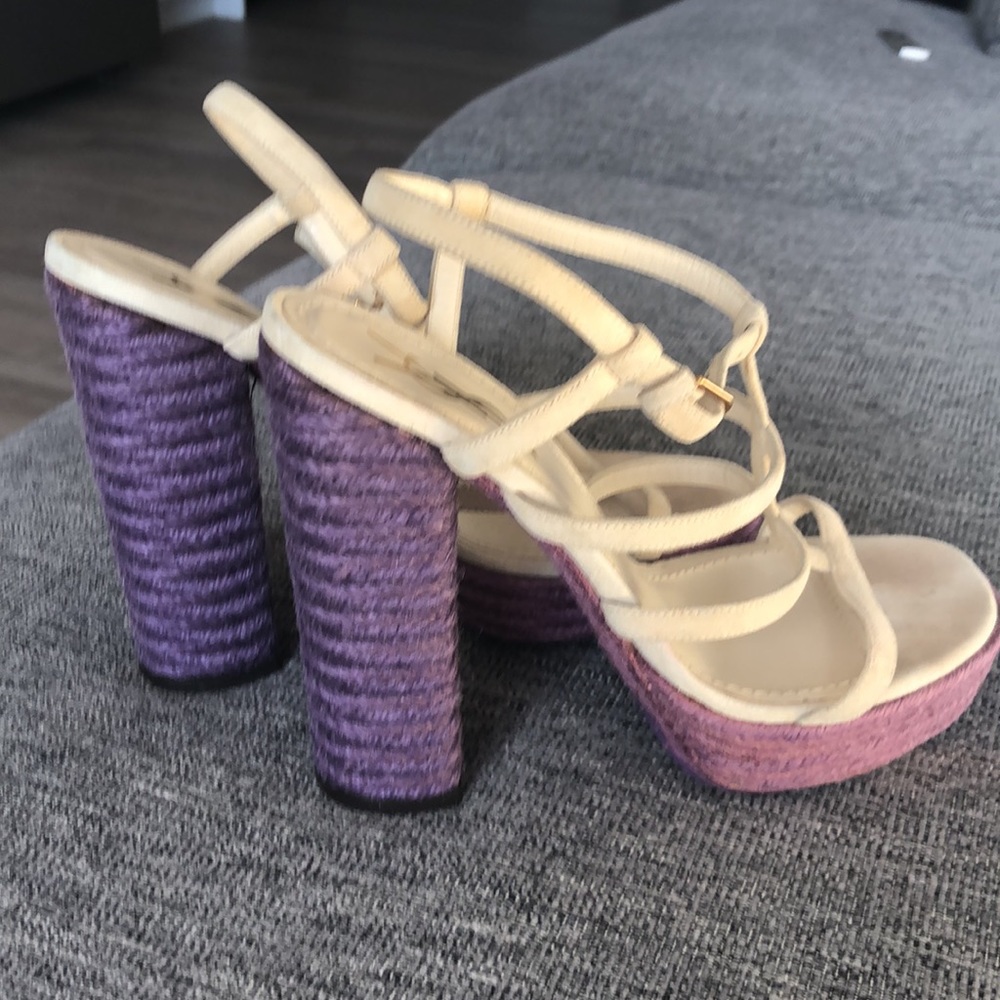 Yves Saint Laurent purple and cream platform heels
